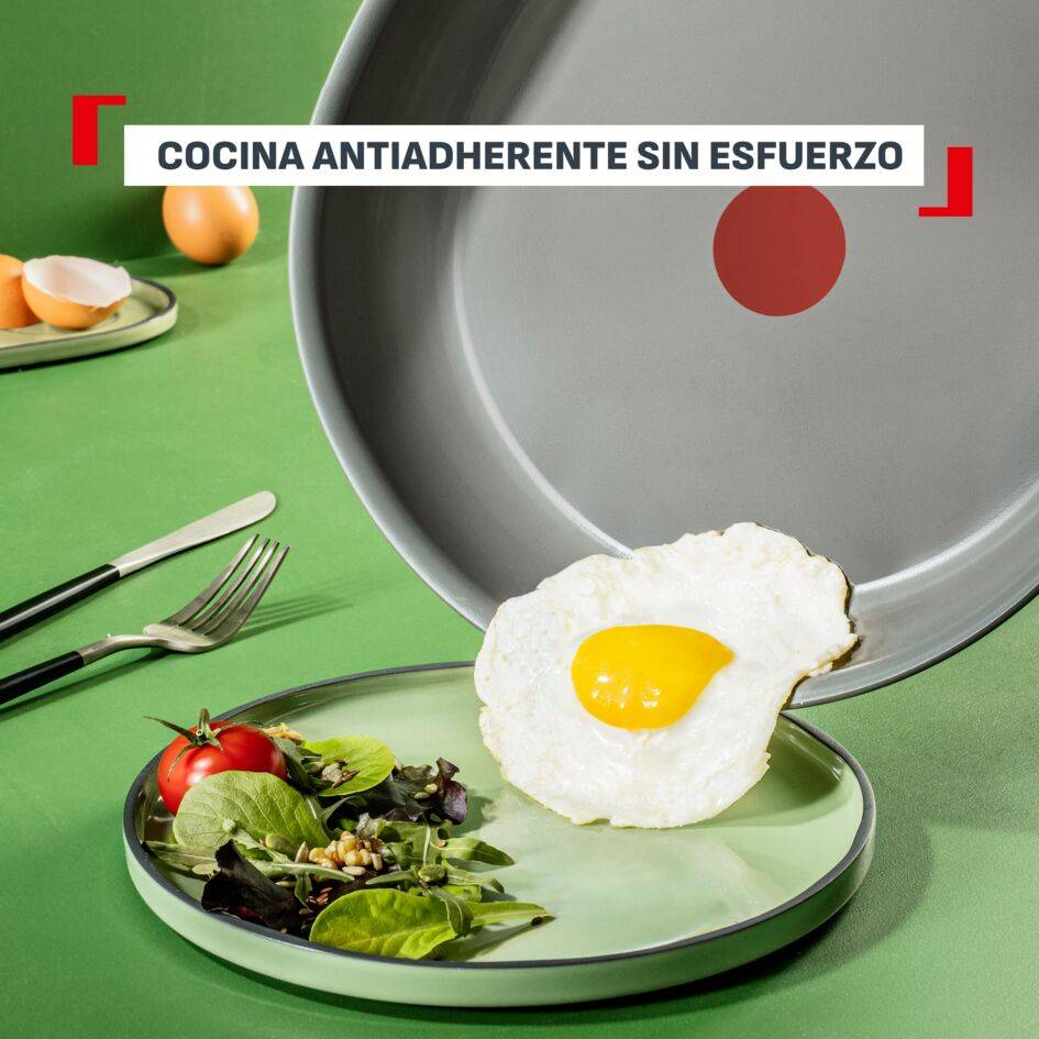 Renew, Sartén 24 cm, Revestimiento cerámico antiadherente, Cuerpo de aluminio 100% reciclado, Thermo-Signal, Compatible con inducción