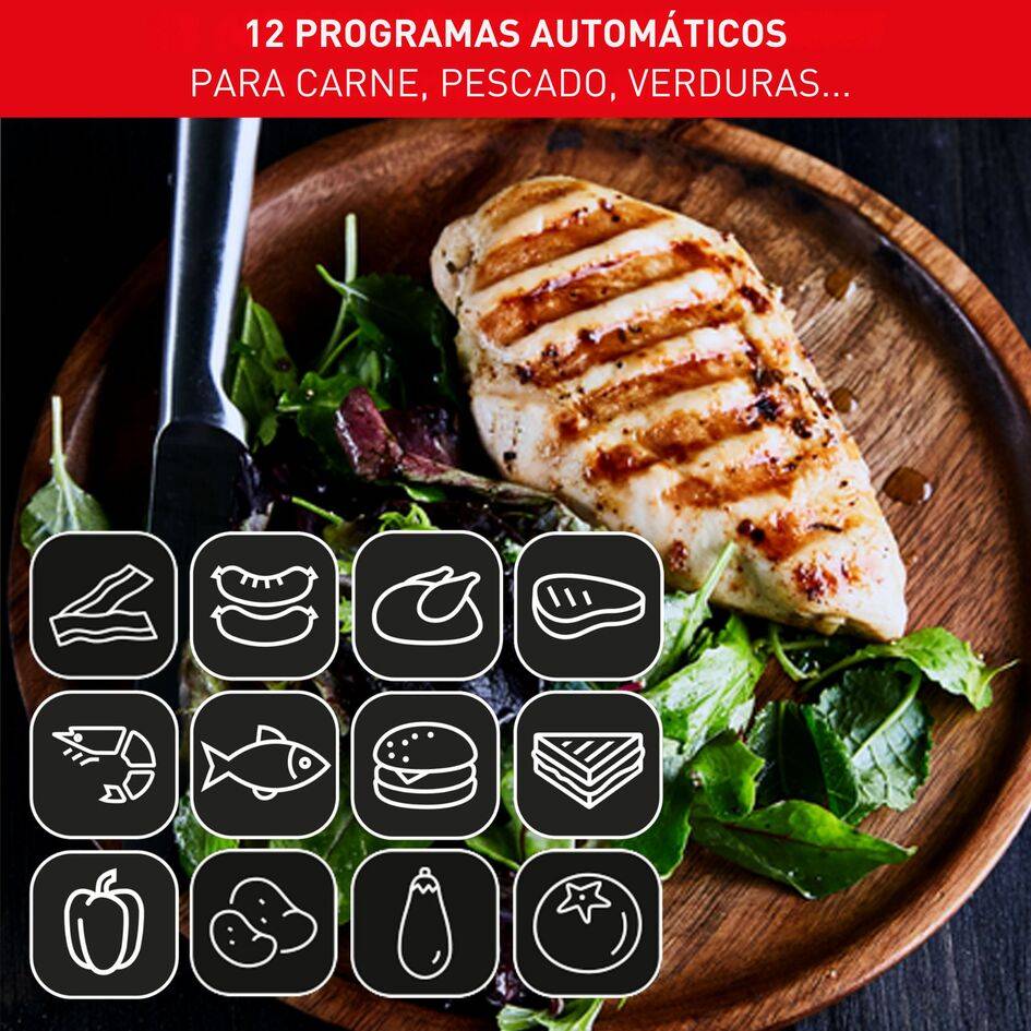 Optigrill Elite, Superficie de cocción de 30x20 cm, Parrilla eléctrica de interior y exterior, Sensor de grill automático, 12 programas automáticos, Apto para lavavajillas