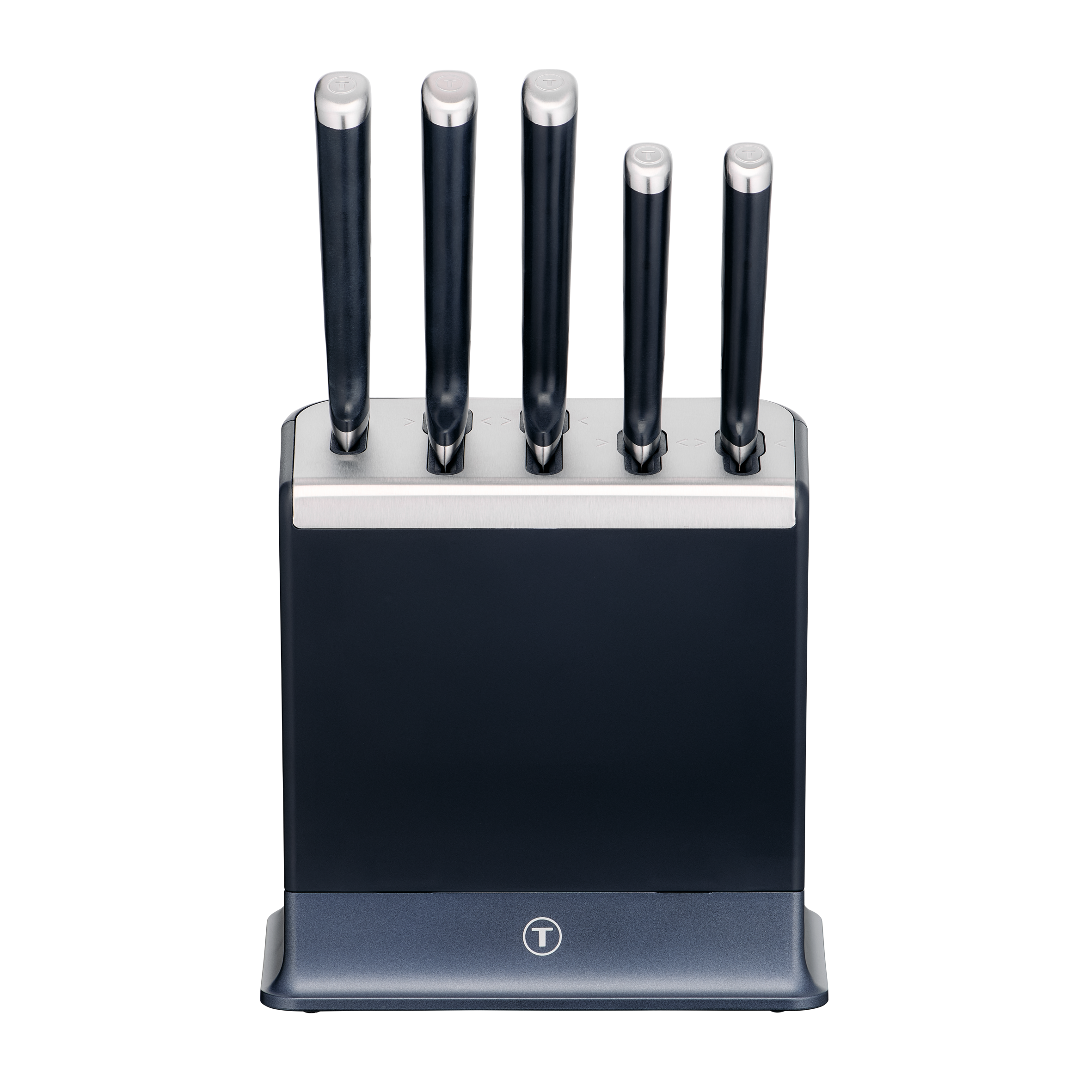 EverSharp, Set de 5 Cuchillos Autoafilables + Bloque, Afilador integrado, Afilado duradero