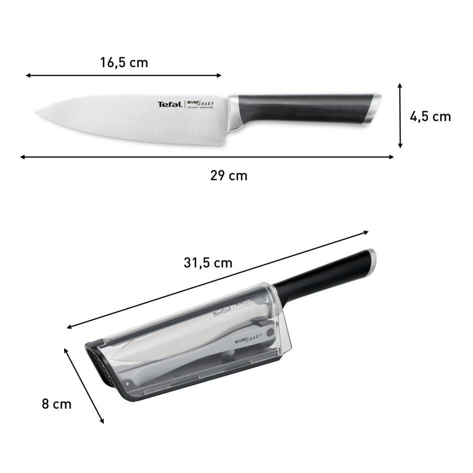 Ever sharp, Cuchillo Chef 16,5 cm, Multiusos, Funda afiladora