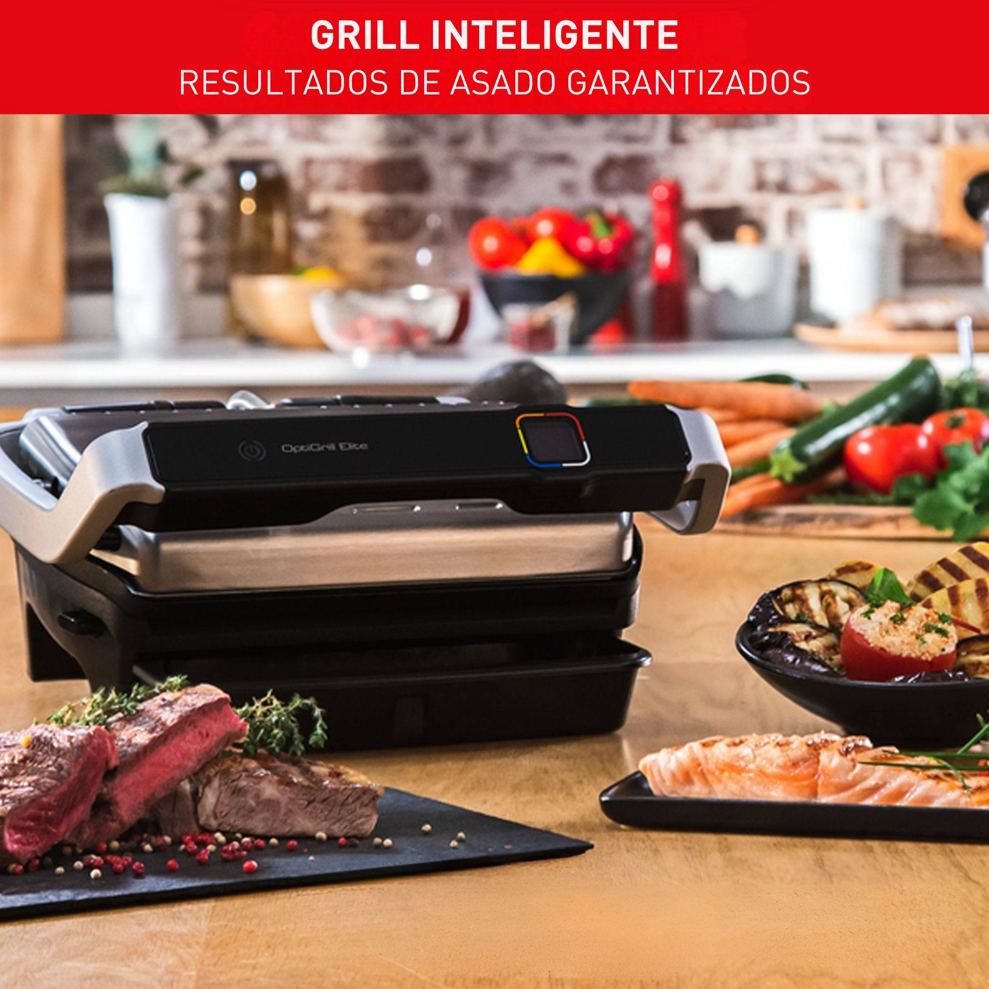 Optigrill Elite, Superficie de cocción de 30x20 cm, Parrilla eléctrica de interior y exterior, Sensor de grill automático, 12 programas automáticos, Apto para lavavajillas