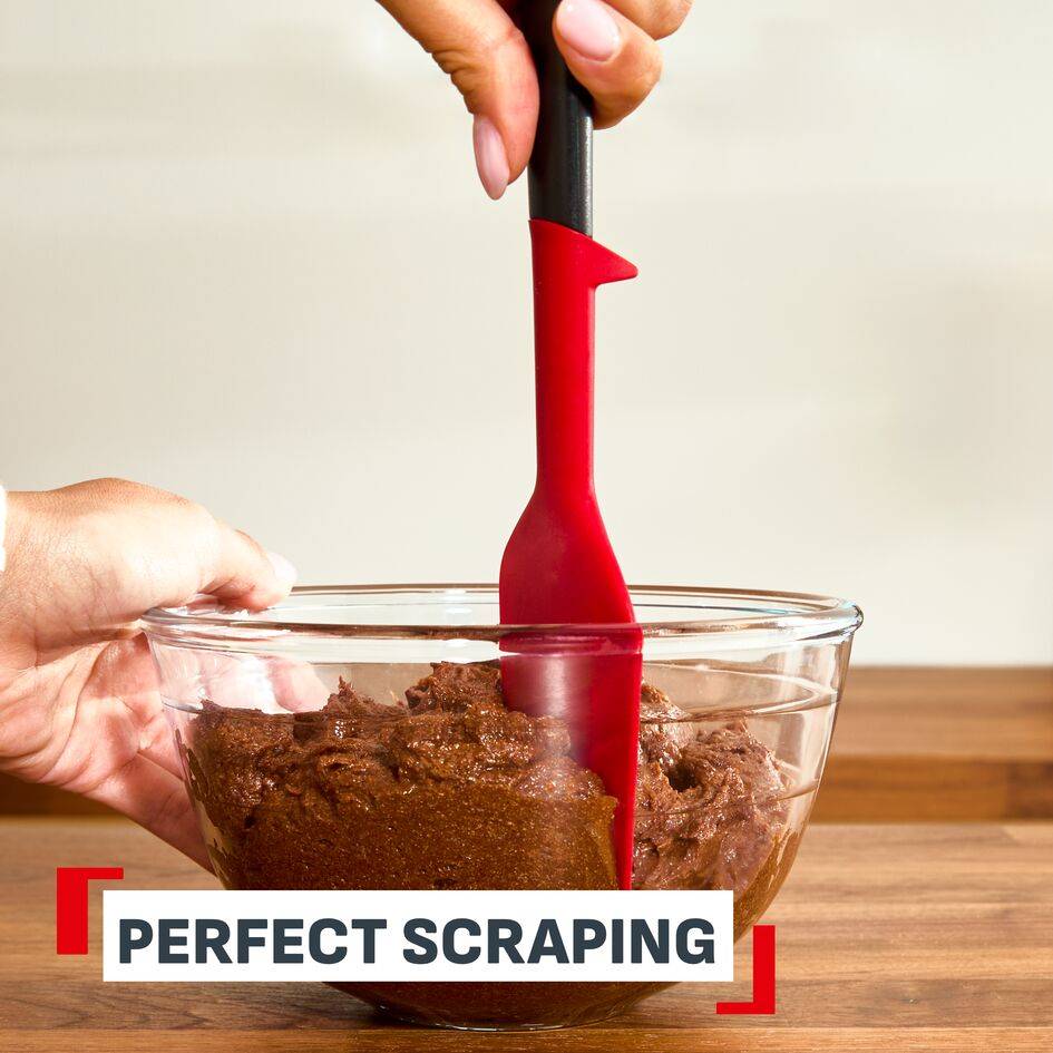 Ingenio+, Espátula de hoja suave, Robusta, Resistente al calor hasta 250°C, Apta para lavavajillas, Rojo