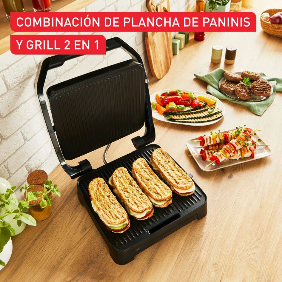 Inicio, Plancha de paninis y grill, 2 en 1, Gran capacidad, Placas antiadherentes, Bandeja de goteo 2000 W, Placas de cocción antiadherentes