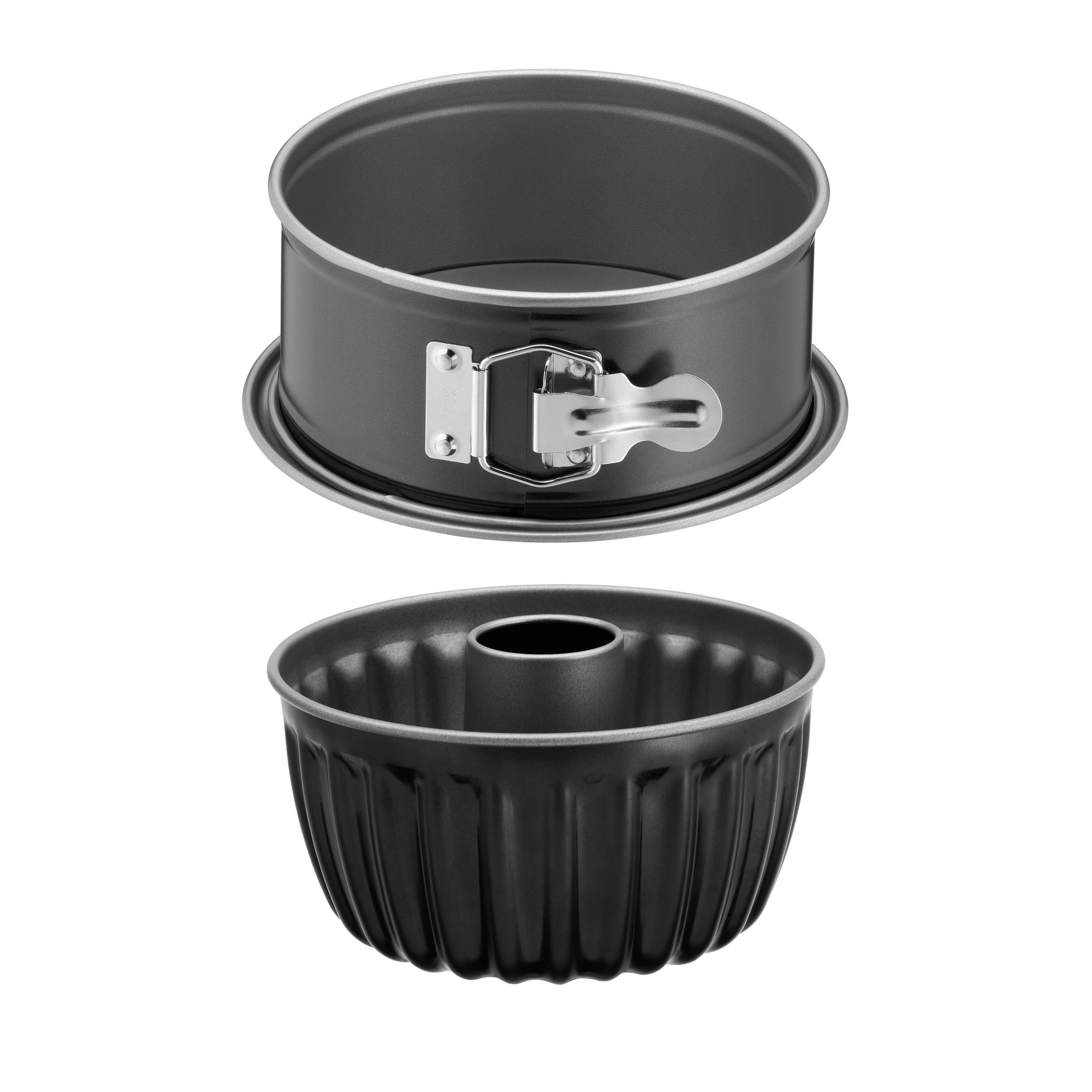Set de 2 Moldes para Hornear, Molde Bundt de 16 cm + Molde Desmontable de 18 cm, Para Freidora de Aire, Fácil Desmoldado, Óptima difusión del calor