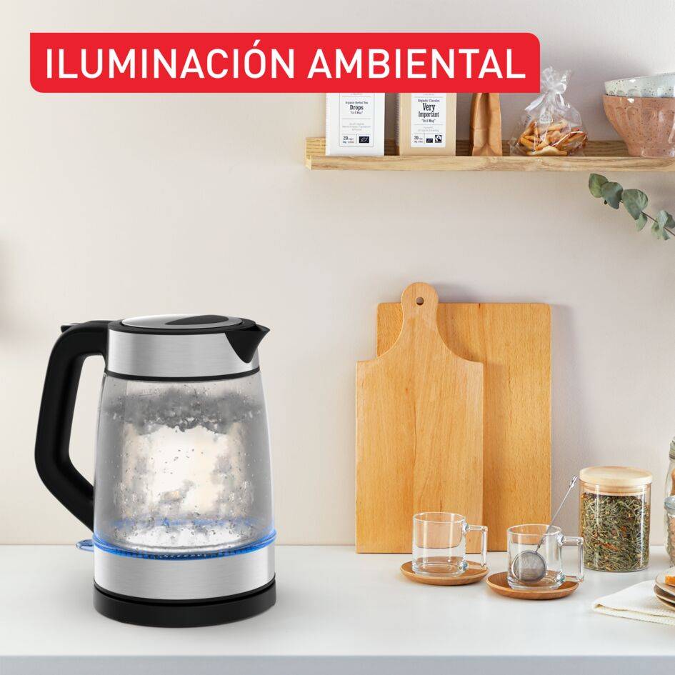 Hervidor Glass Kettle, 1,7L, Marcas de medición, Cristal