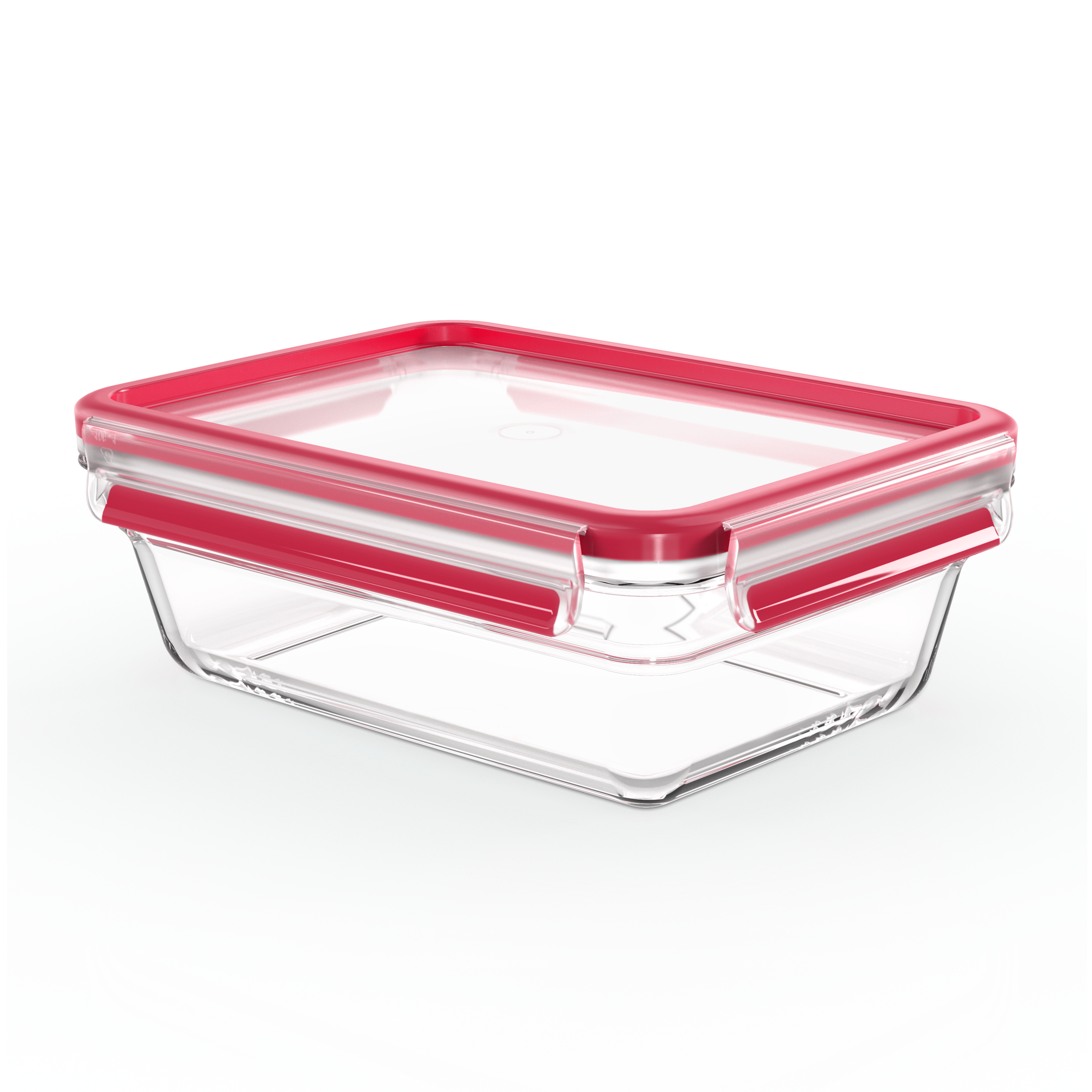 Masterseal, Hermético de cristal, Envase para alimentos, Rectangular, 1,3 L, Rojo
