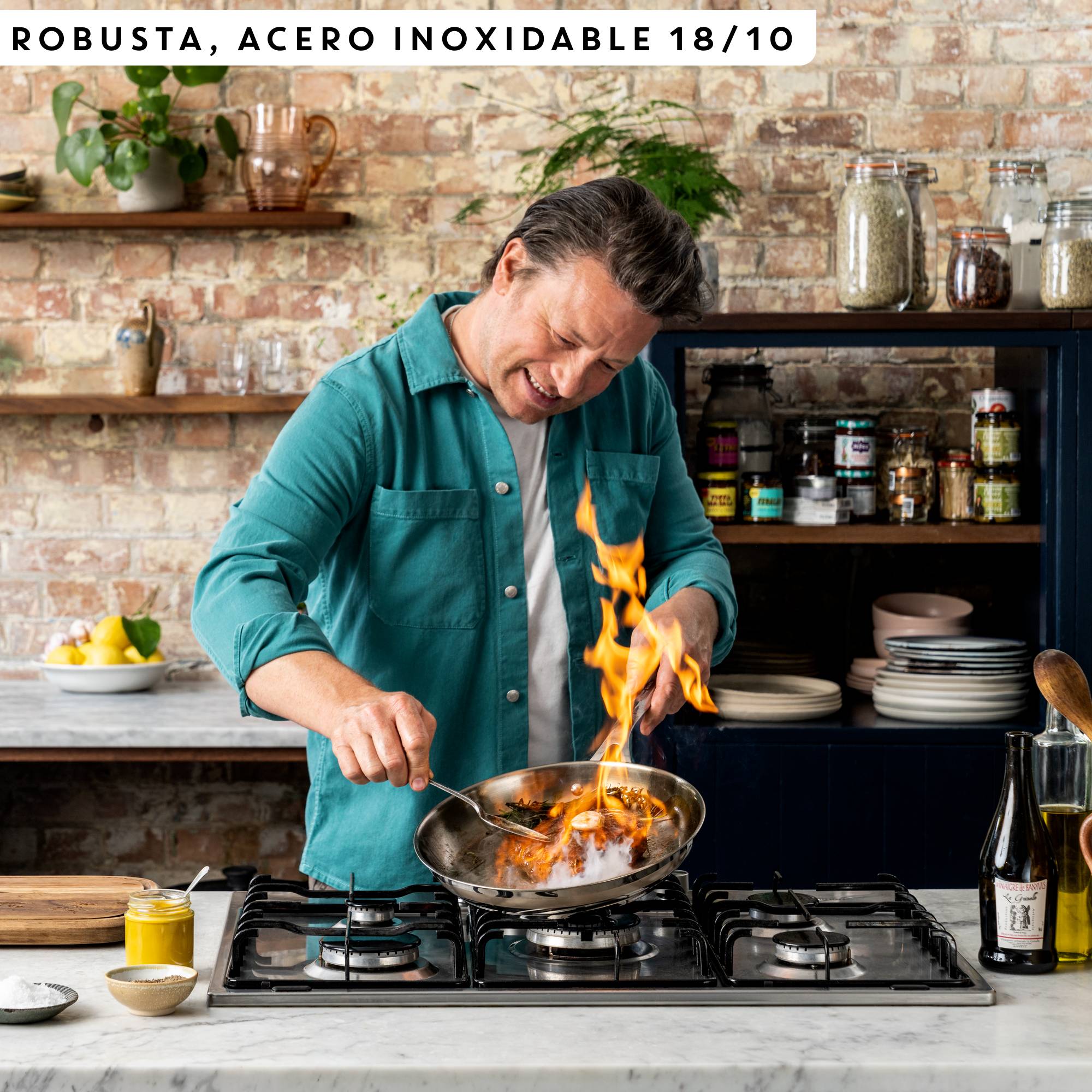Jamie Oliver by Tefal Cook Smart, Sartén de 28 cm, Acero inoxidable sin antiadherente, Inducción