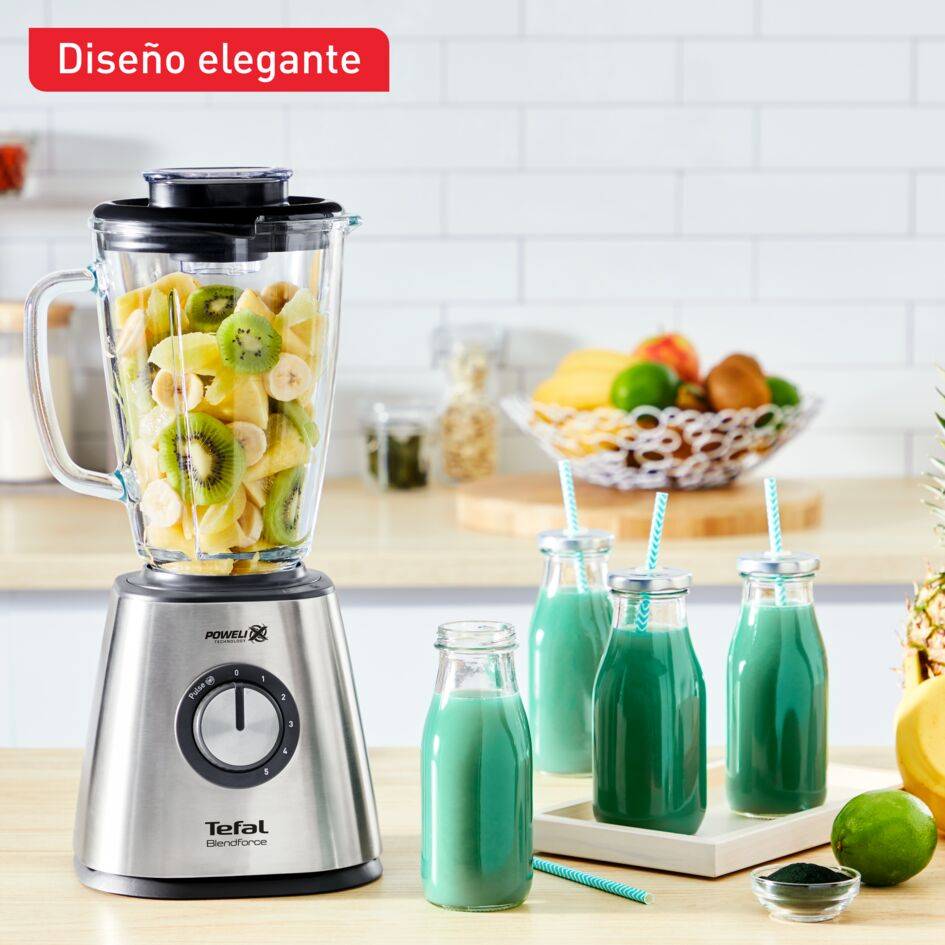 Blendforce 2, Batidora de vaso, Rápida y Potente, 5 velocidades, Jarra de cristal, Inox