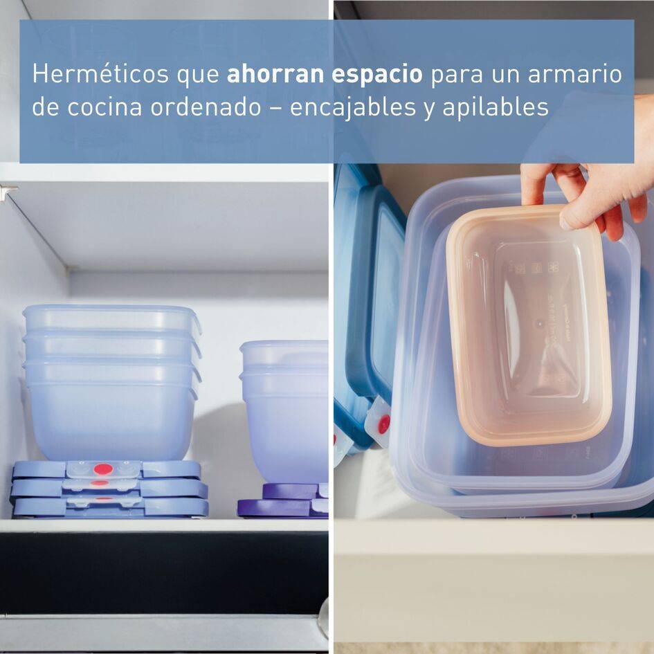 TEFAL oneClick, Set de 3 piezas apilables, Herméticos, Sistema One-Click, Naranja, (0,50 L / 17,6 FLOZ, 1,20 L / 42,2 FLOZ, 2,30 L / 81,0 FLOZ)