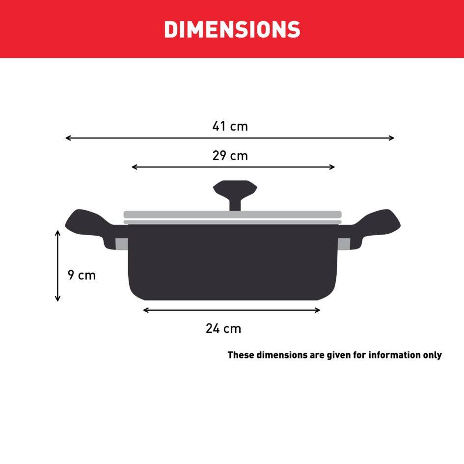  Ultimate On, Guisera cacerola baja 28&nbsp;cm, Tapa de cristal, Revestimiento antiadherente, Inducción, Negra
