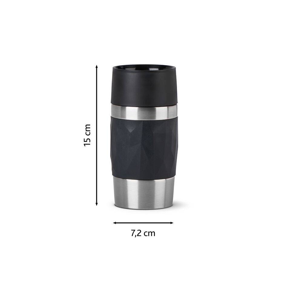 Compact Travel Mug, Taza de viaje térmica de 0,3 L, Negra