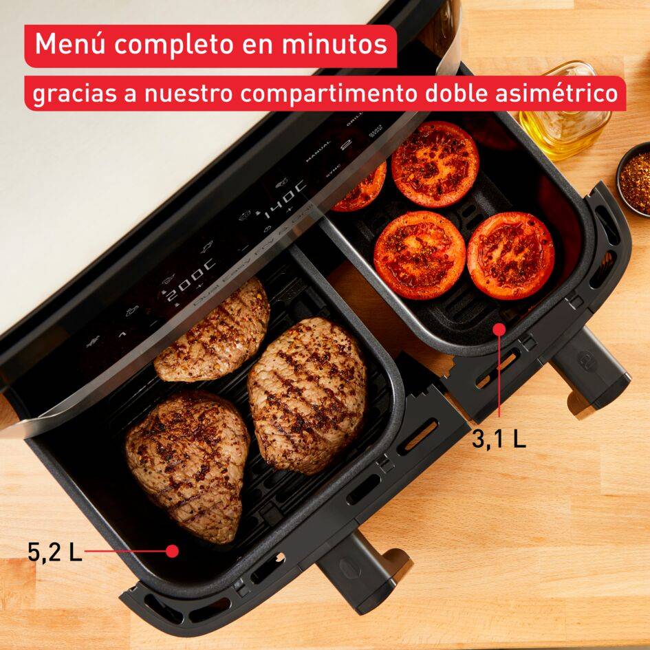 Dual Easy Fry & Grill, Freidora de aire, Doble Cesta, 8,3 L, 8 Programas Automáticos, Inox