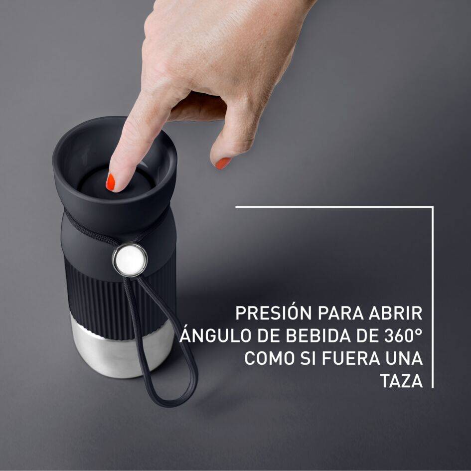 BeYou, Taza de viaje, Bebida aromática, 100 % hermética, Apta lavavajillas, 0,36 L, Negra