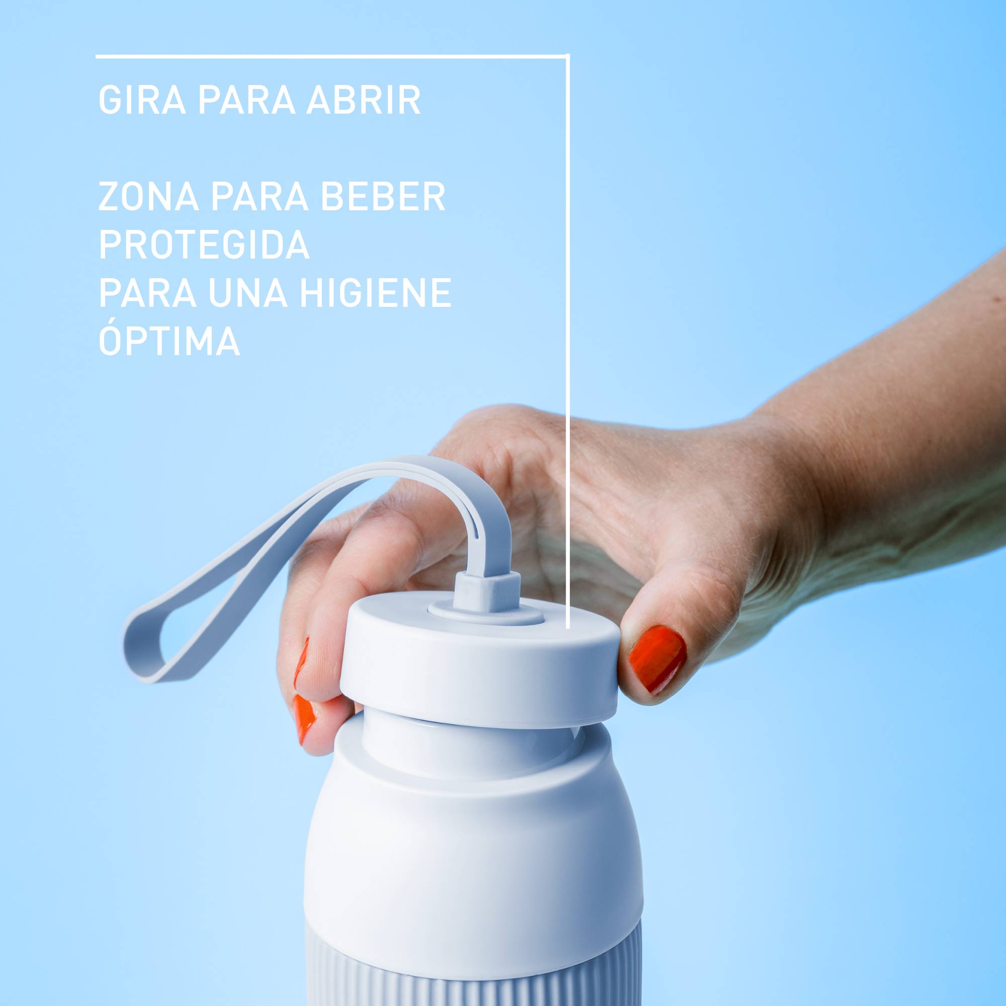 BeYou, Botella hidratación, Tapa giratoria, 100 % hermética, Apta para lavavajillas, 0,7 L, Azul
