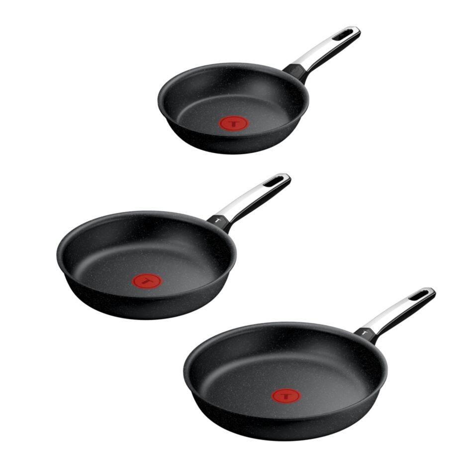 Expertise+ Set 3 Sartenes 20/24/28 cm, Revestimiento antiadherente, Compatible con inducción