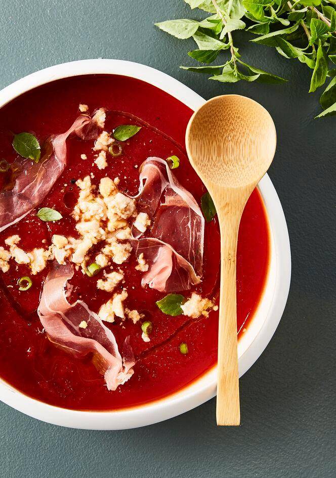 Sopa de tomate con huevo y jamón ahumado - Receta Perfectmix + | Tefal