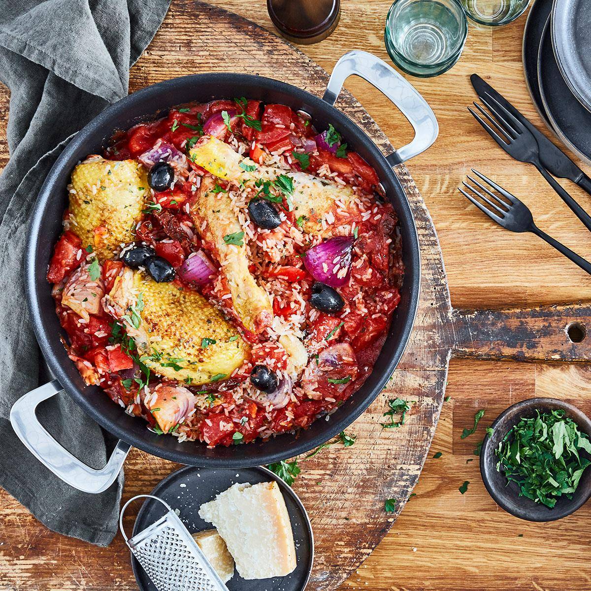 Arroz a la cazuela con pollo, tomate y olivas - Receta undefined | Tefal