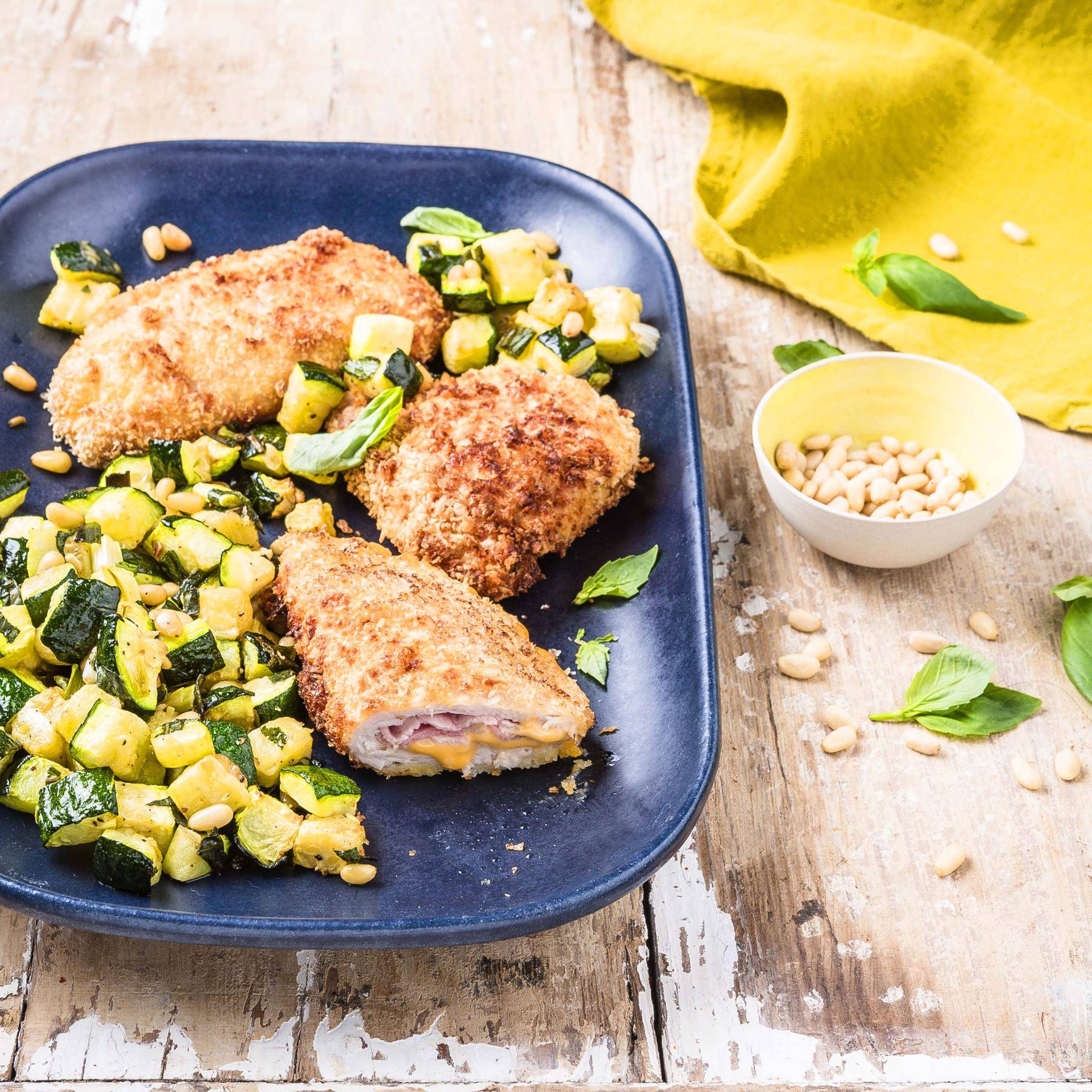 San Jacobos de pavo con queso cheddar y calabacín - Receta Actifry Genius XL 2in1 | Tefal