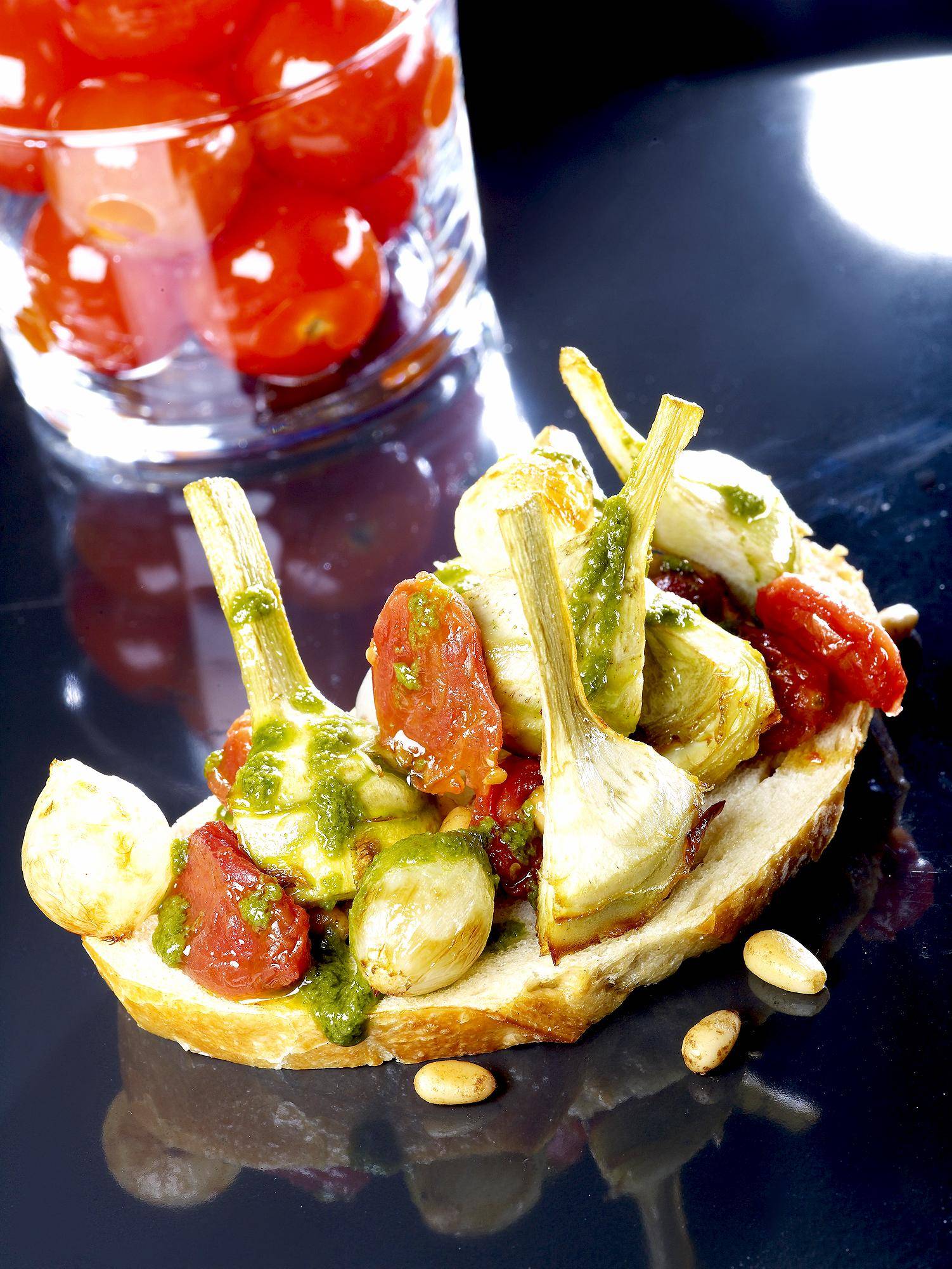 Tomates cherry salteados con alcachofas marinadas - Receta Actifry Express 1kg | Tefal