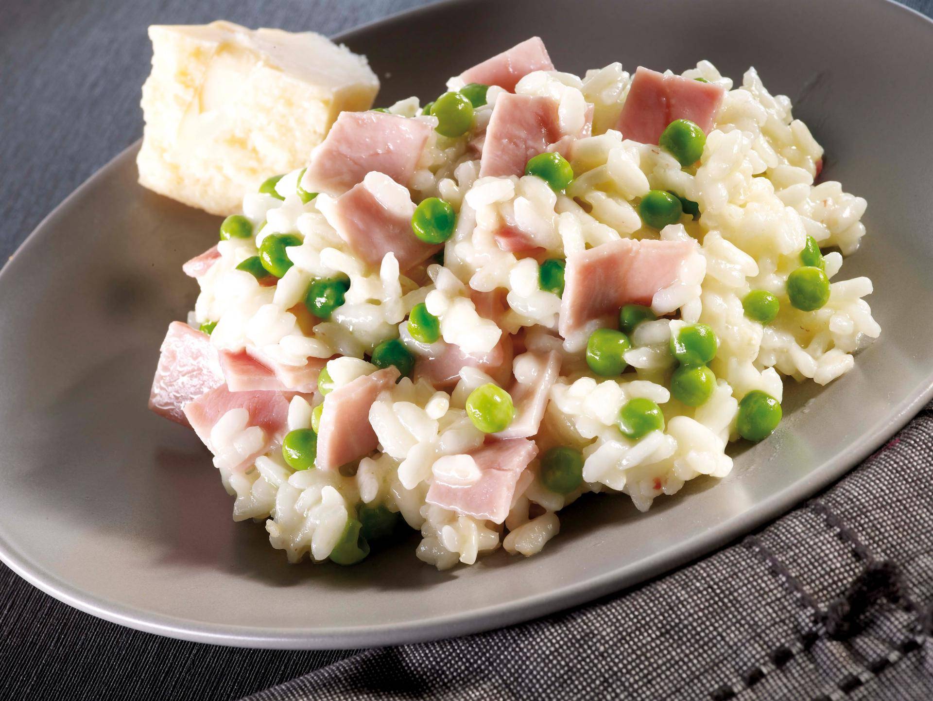 Risotto con aceite suave, jamón y guisantes - Receta Actifry Express 1kg | Tefal