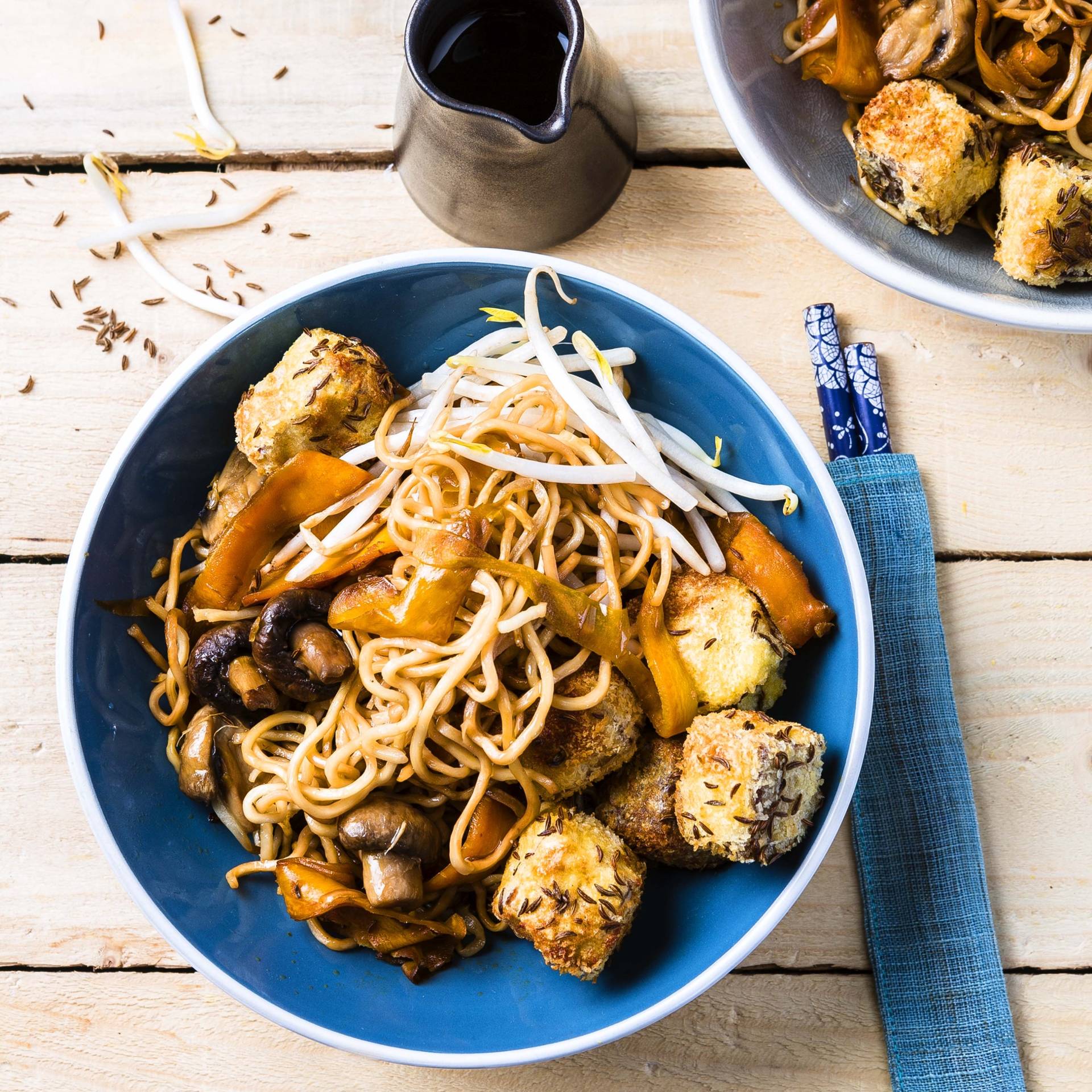 Salteado de fideos con verduras y tofu rebozado - Receta Actifry Genius XL 2in1 | Tefal