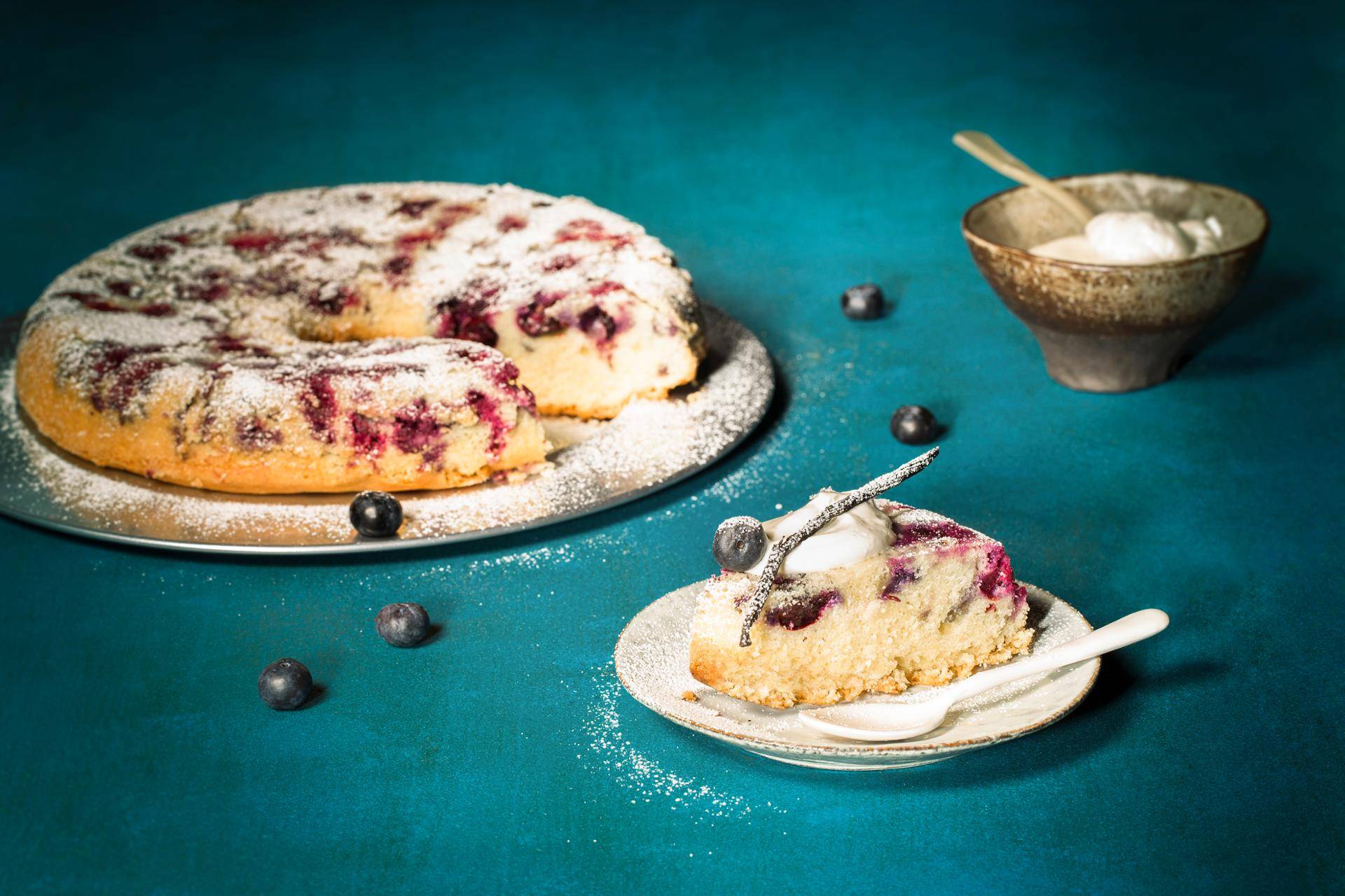 Pastel de arándanos azules - Receta Actifry Genius | Tefal