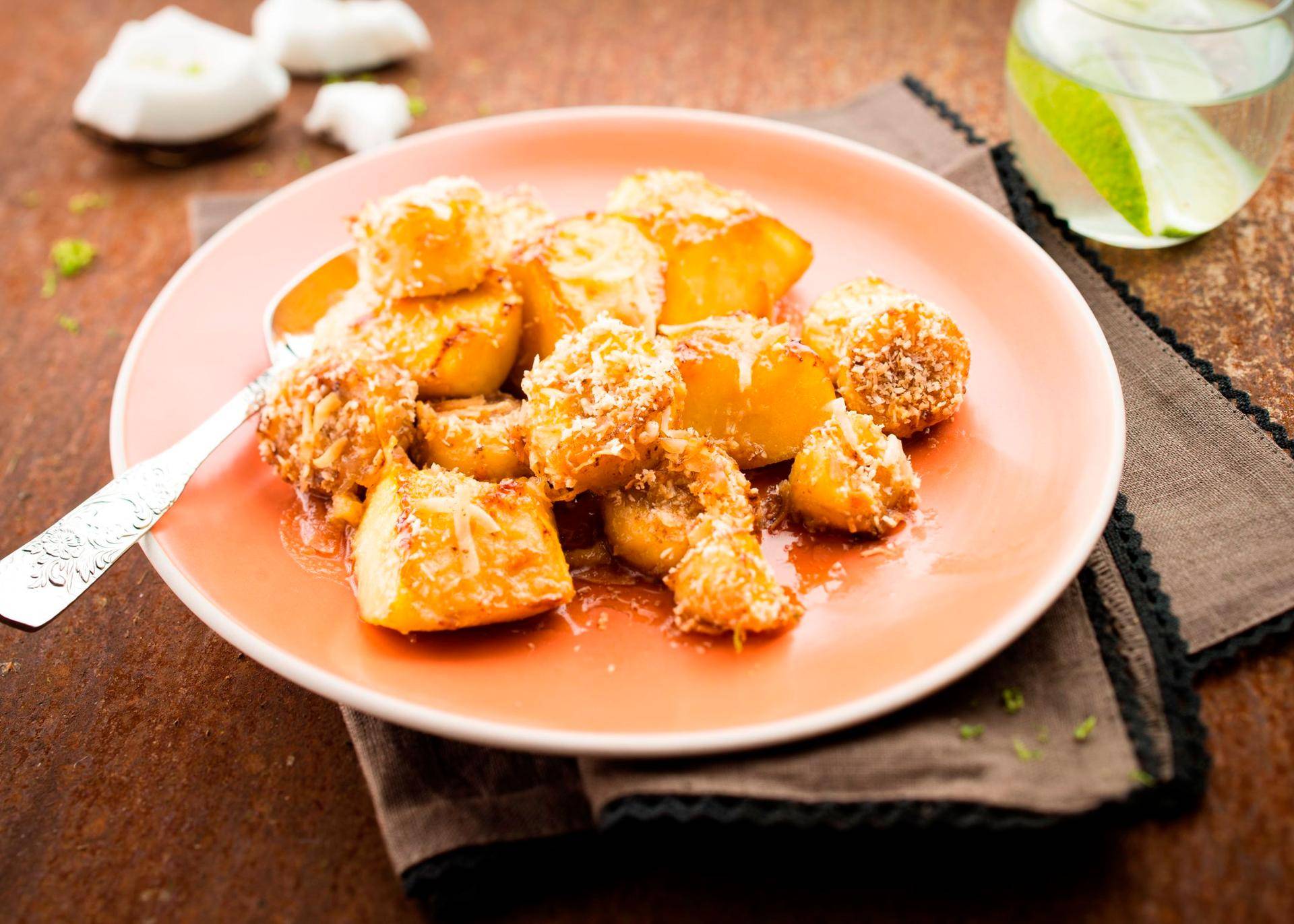 Manzanas y plátanos al coco - Receta Actifry Genius | Tefal