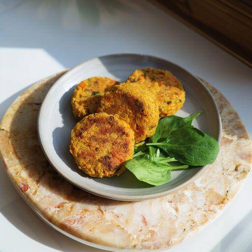 Tortitas de lentejas rojas y boniato - Receta Sartenes y Ollas | Tefal