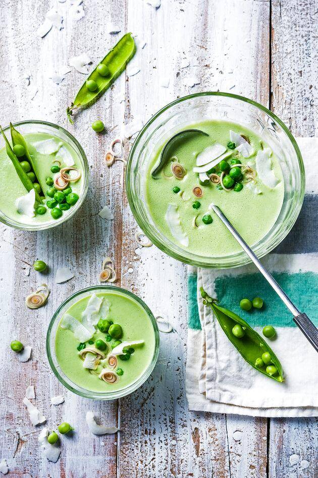 Crema de guisantes, ricotta, albahaca y piñones - Receta Perfectmix Cook | Tefal