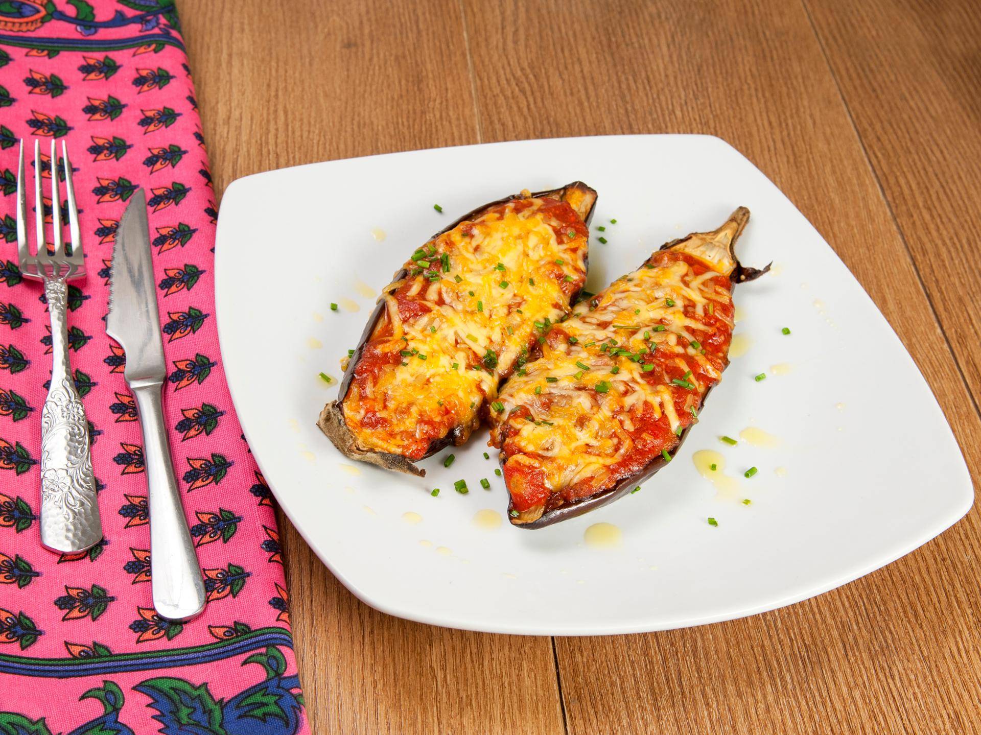 Berenjena rellena de salsa boloñesa - Receta Actifry Express 1kg | Tefal
