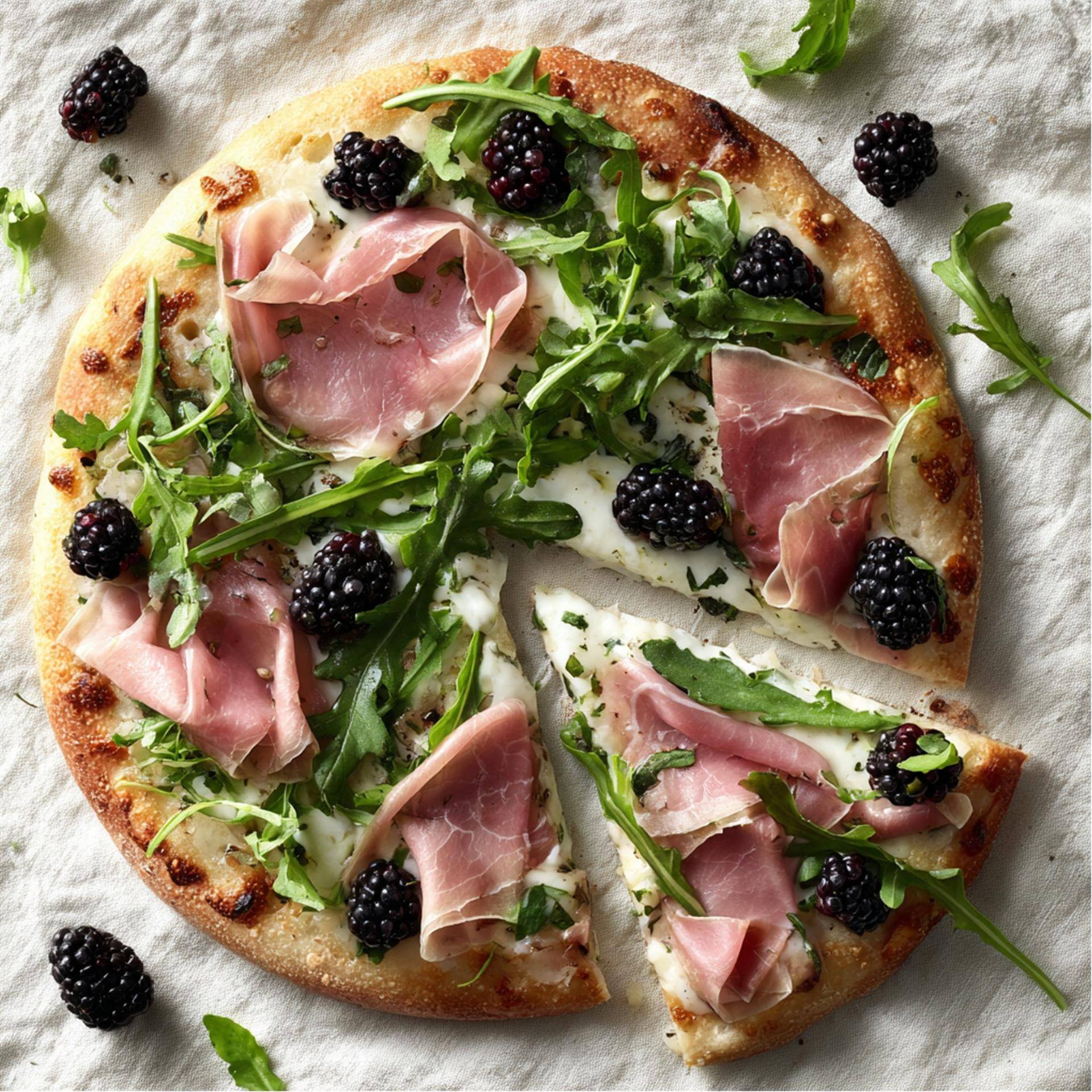 Pizza de ricotta, moras y jamón de Parma - Receta Electric Pizza oven | Tefal
