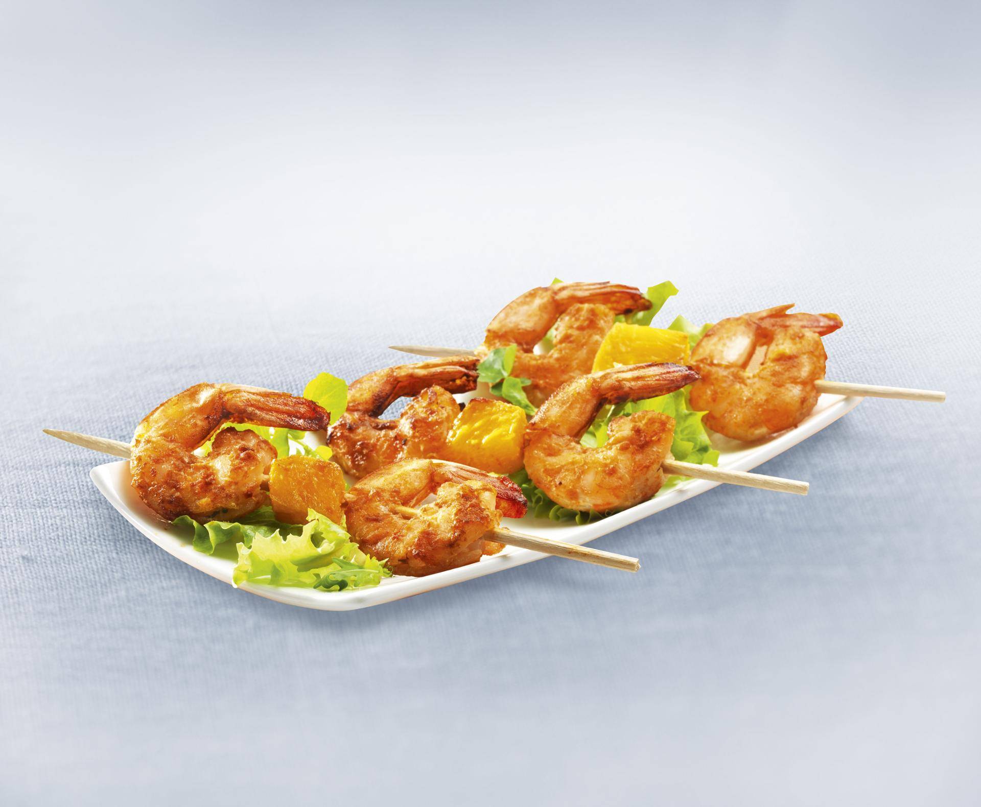 Brochetas de langostino y melocotón - Receta Actifry Express 1kg | Tefal