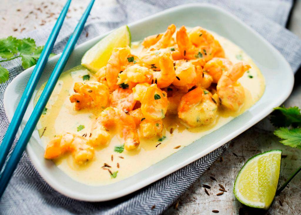 Gambas cremosas al curry - Receta Actifry Smart 1kg | Tefal