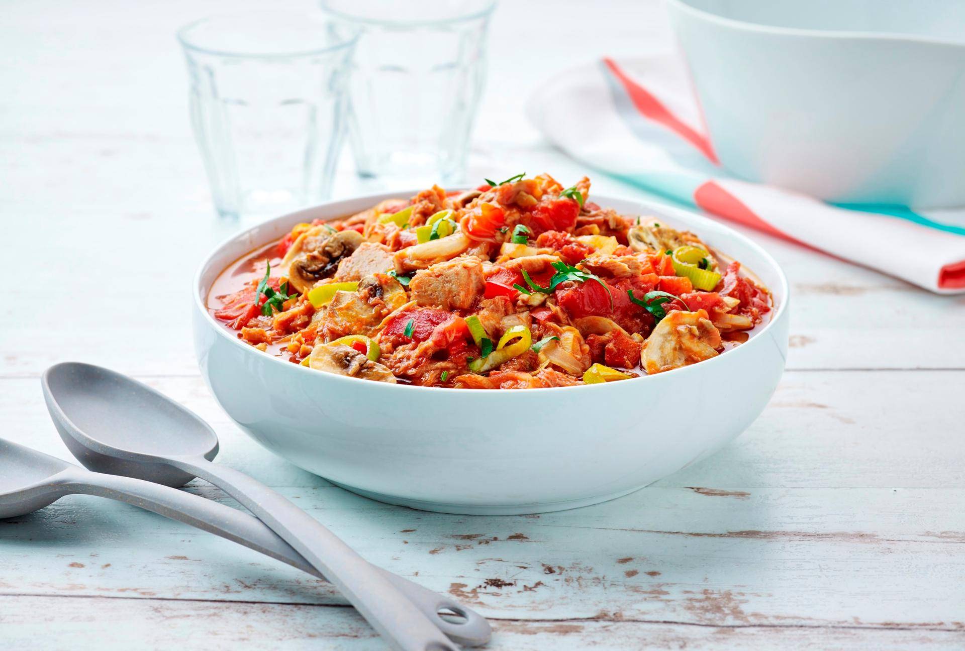 Salsa mediterránea con atún - Receta Actifry Express 1kg | Tefal