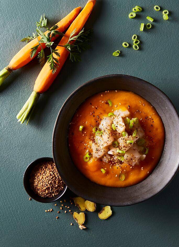 Crema de zanahoria con tartar de vieiras - Receta Perfectmix Cook | Tefal