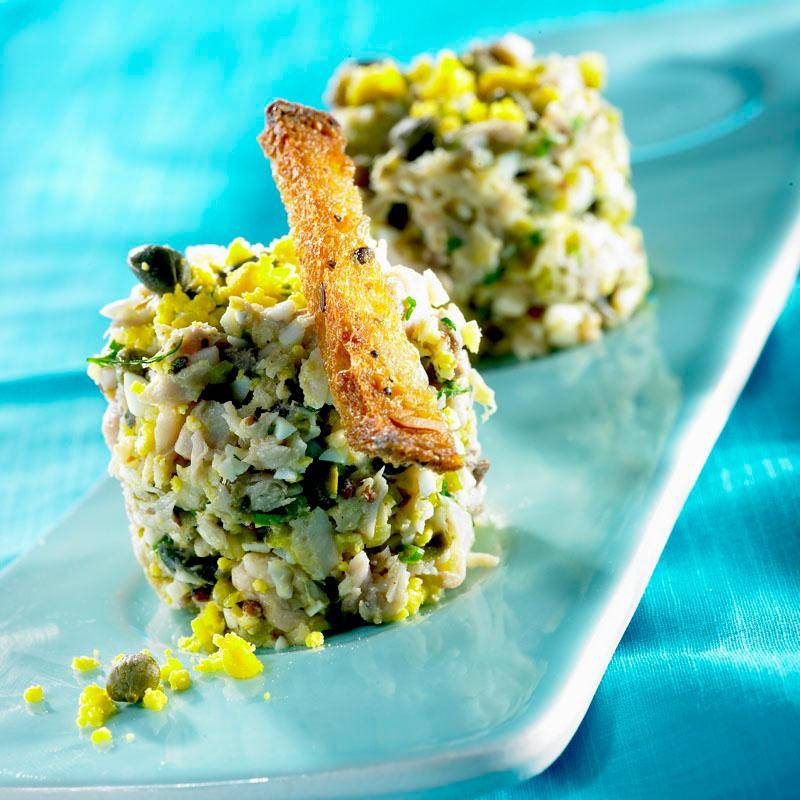 Rilletes de caballa con salsa gribiche - Receta Actifry Express 1kg | Tefal