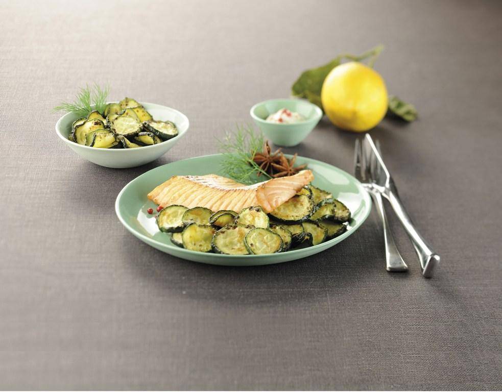 Calabacín con salmón - Receta Actifry Express 1kg | Tefal