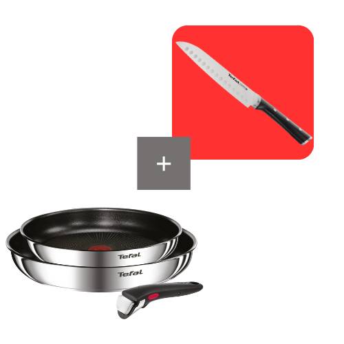 Pack set Ingenio Emotion 22 y 26 cm + Mango extráible con cuchillo Ice Force Santoku 18 cm