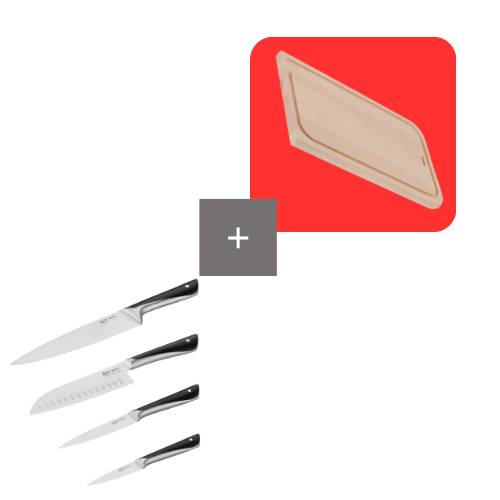 Pack set de 4 cuchillos Jamie Oliver con tabla de cortar Comfort