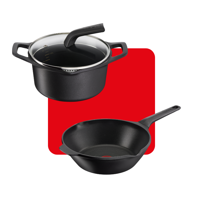Pack wok 28 cm y cacerola 20 cm con tapa aluminio fundido Robusto
