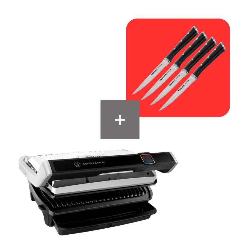 Pack parrilla inteligente OptiGrill Elite XL con set de 4 cuchillos para carne Ice Force
