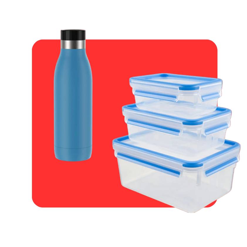 Pack snack to go con botella de hidratación Bludrop y set de 3 herméticos Masterseal