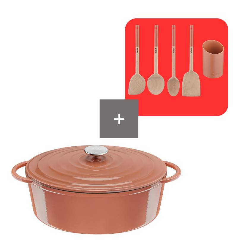 Pack cacerola 34 cm LOV con set de 4 utensilios de cocina Terracotta