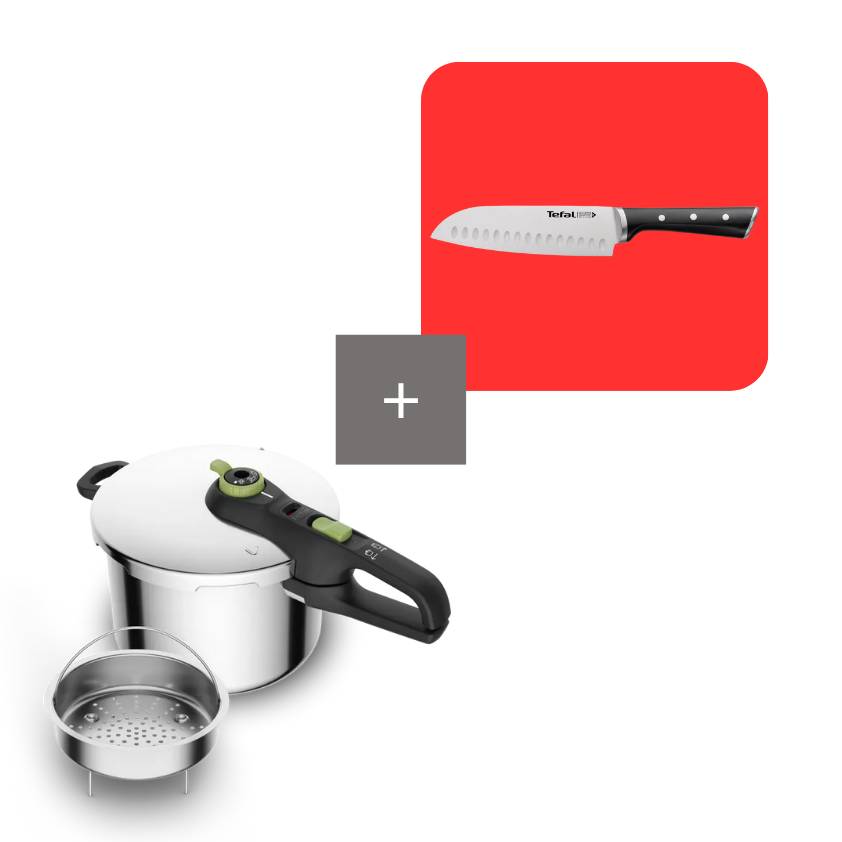 Pack olla a presión 6 L Secure Trendy y cuchilllo santoku 18 cm Ice Force