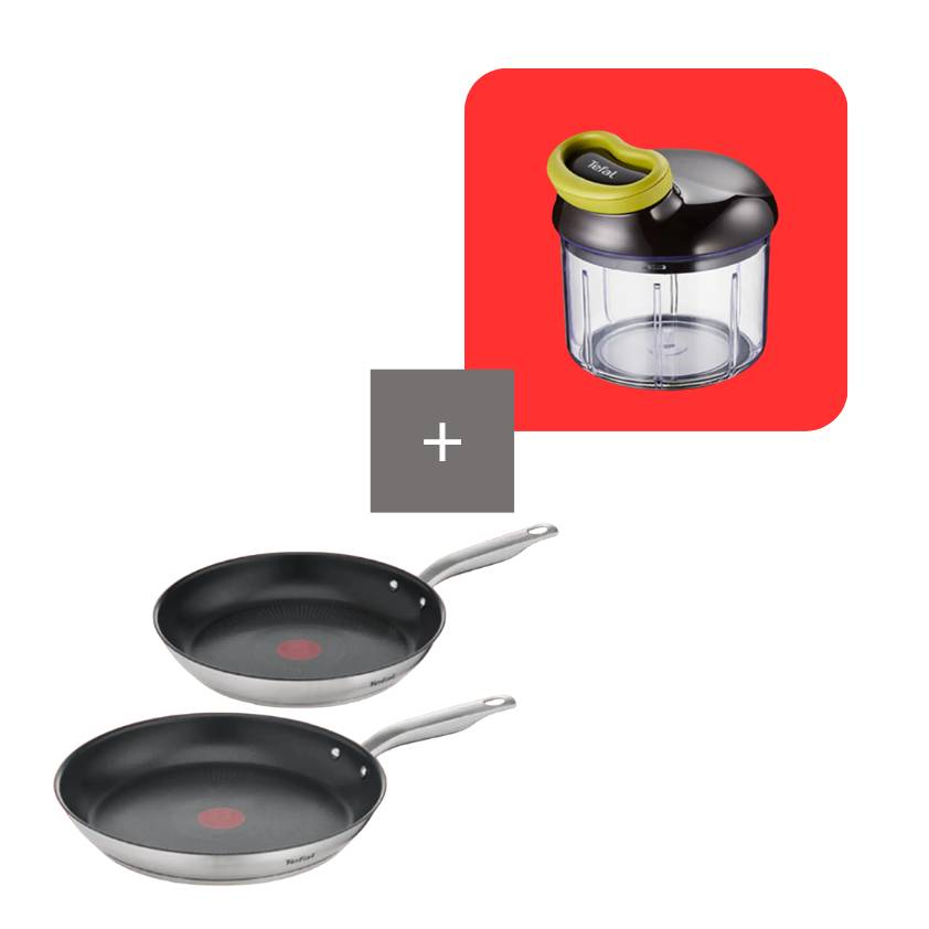 Pack set de 2 sartenes acero inoxidable Virtuoso con picadora manual